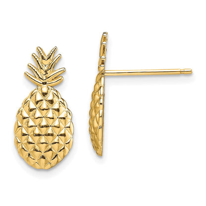 14K Gelbgold Strukturiert Pineapple Ohrstecker