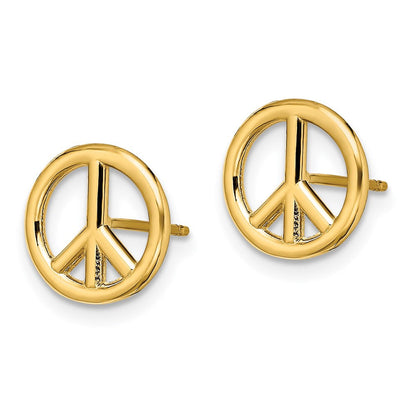 14K Gelbgold Polierte Peace-Symbol Ohrstecker