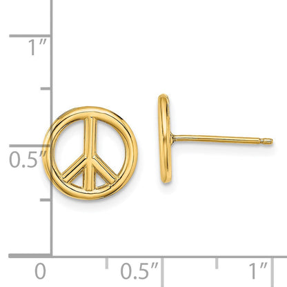 14K Gelbgold Polierte Peace-Symbol Ohrstecker