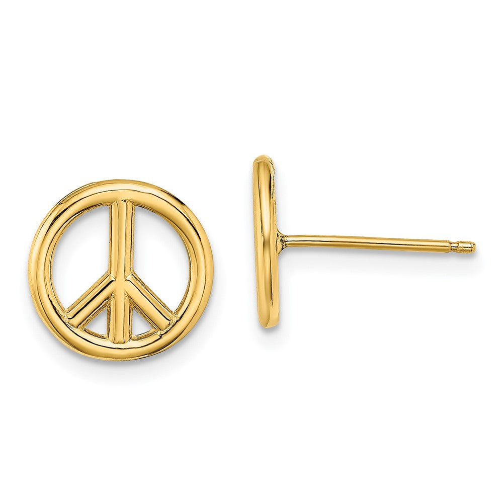 14K Gelbgold Polierte Peace-Symbol Ohrstecker