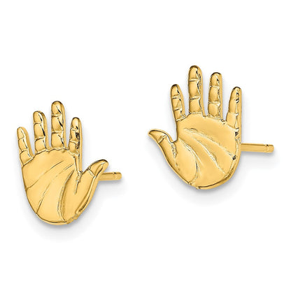 14K Gelbgold Einfach Hand Druck Ohrstecker