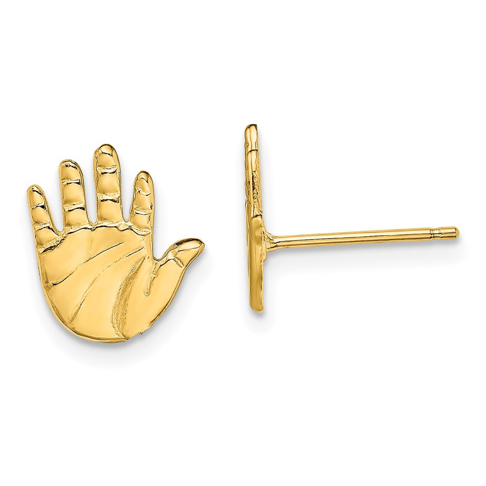14K Gelbgold Einfach Hand Druck Ohrstecker