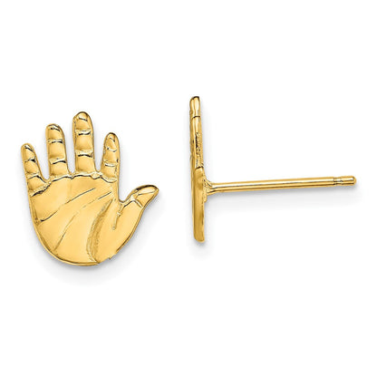 14K Gelbgold Einfach Hand Druck Ohrstecker