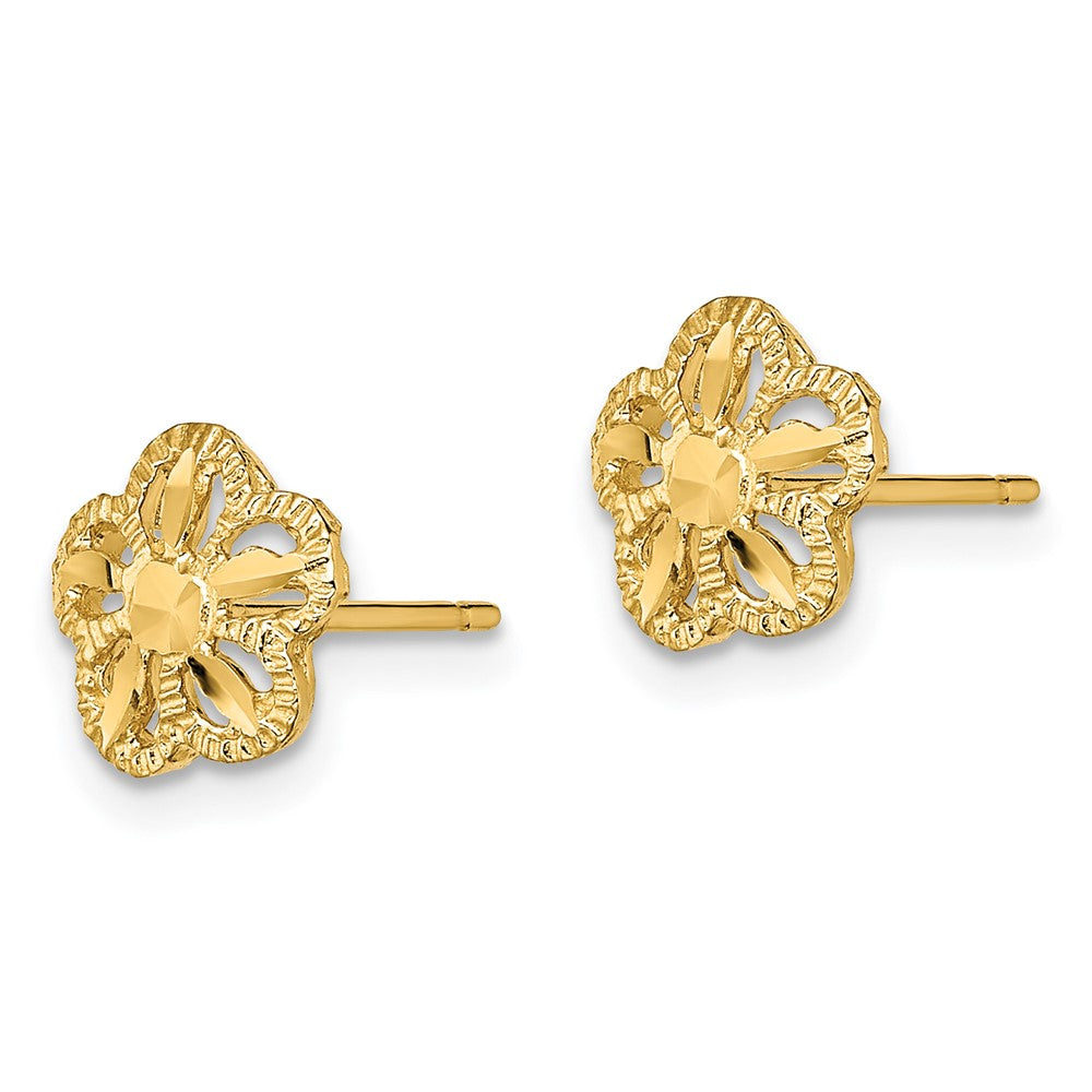 14K Gelbgold Diamantiert Blume Ohrstecker