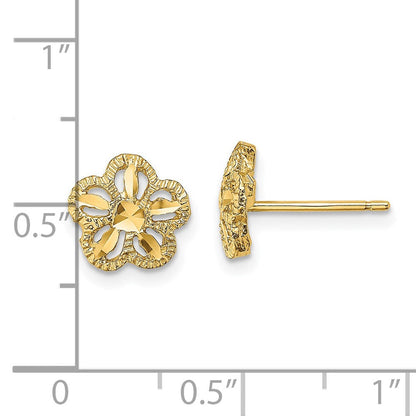 14K Gelbgold Diamantiert Blume Ohrstecker