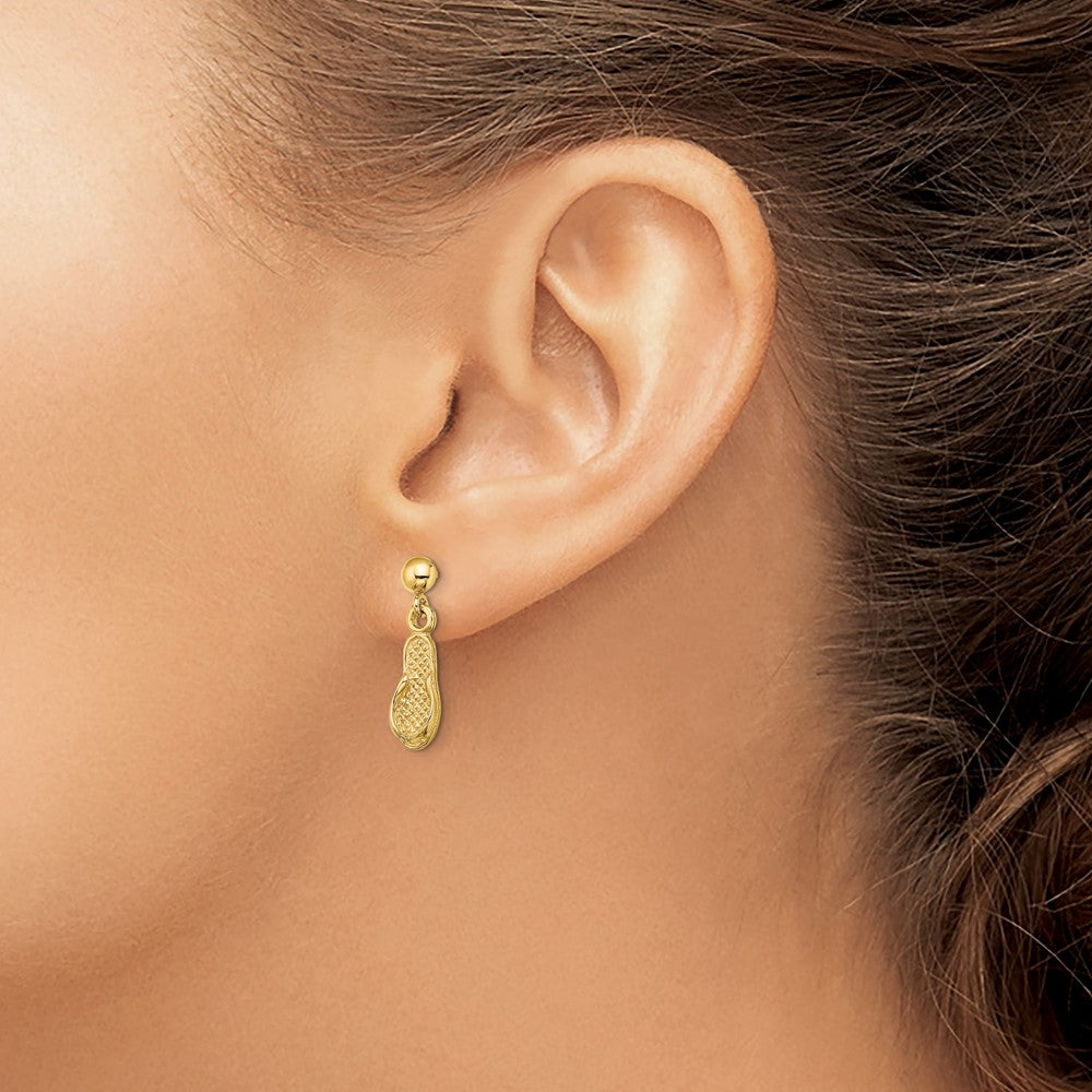 14K Gelbgold Flip Flop Stecker Ohrhänger