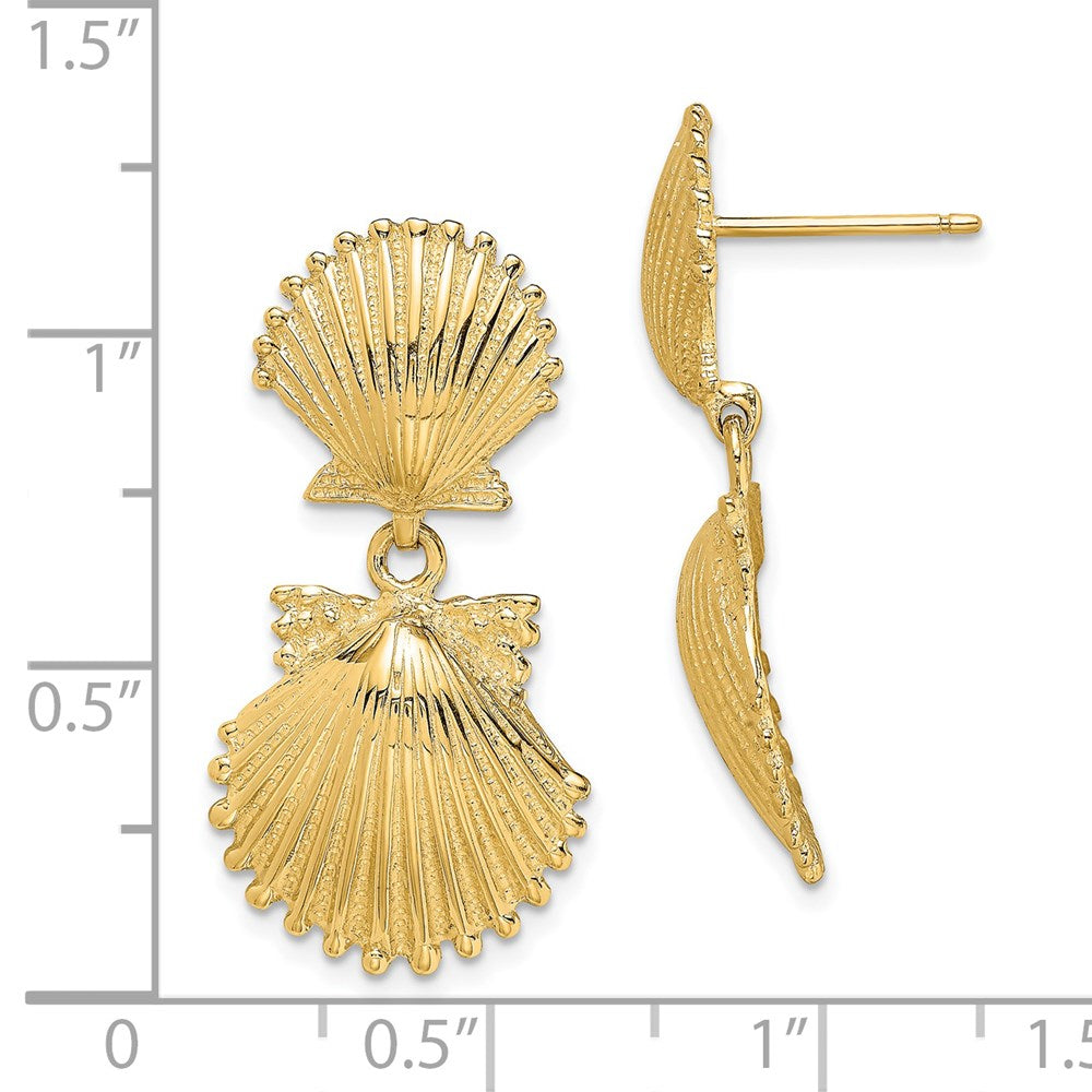 14K Gelbgold Doppelt Muschel Ohrhänger