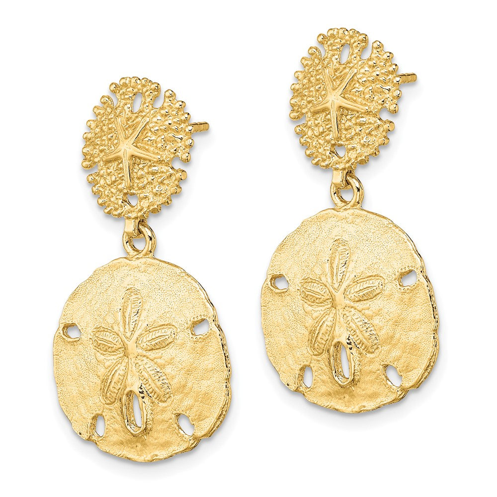 14K Gelbgold Doppelt Sand Dollar Ohrhänger