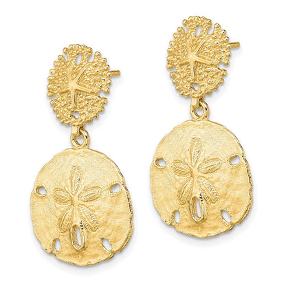 14K Gelbgold Doppelt Sand Dollar Ohrhänger
