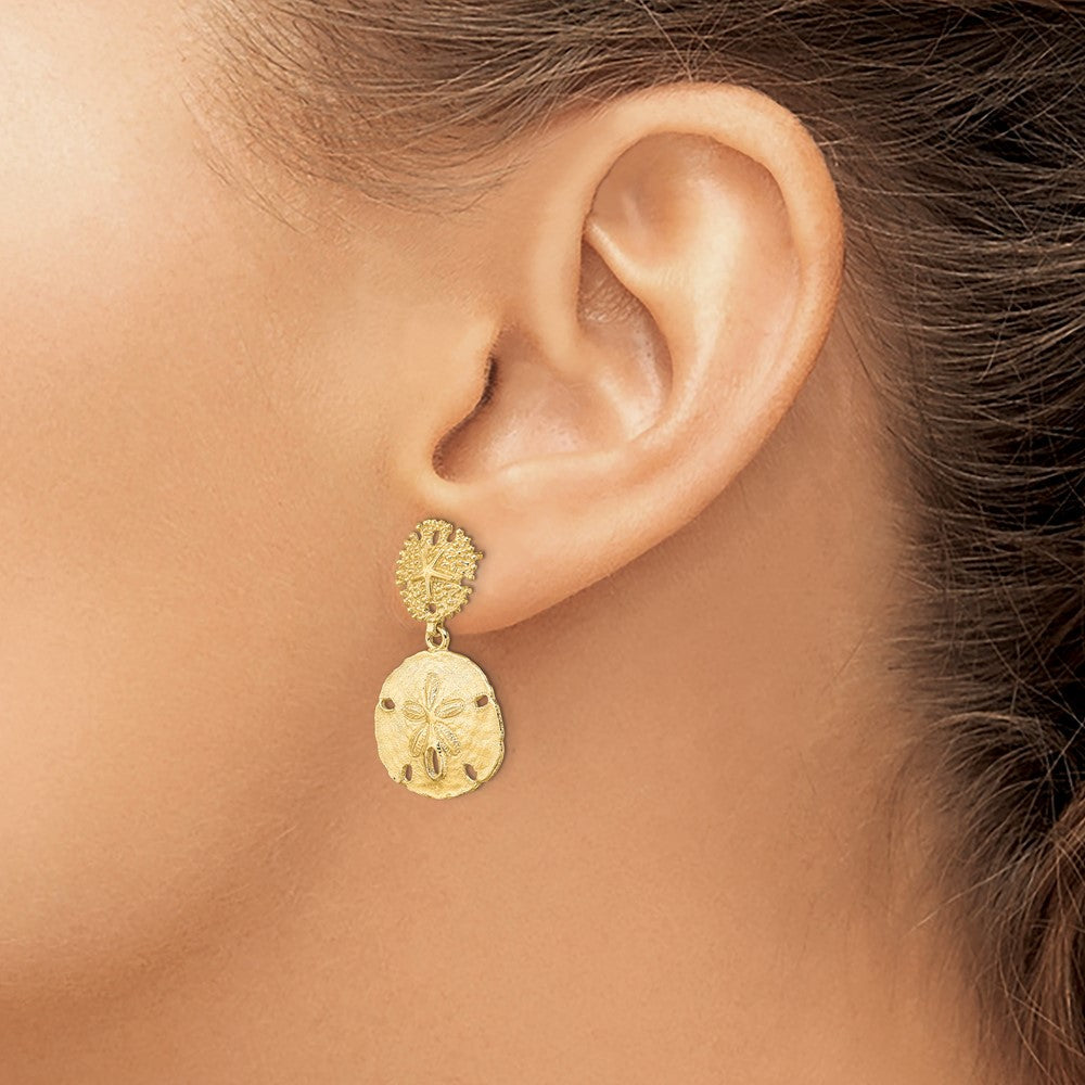 14K Gelbgold Doppelt Sand Dollar Ohrhänger