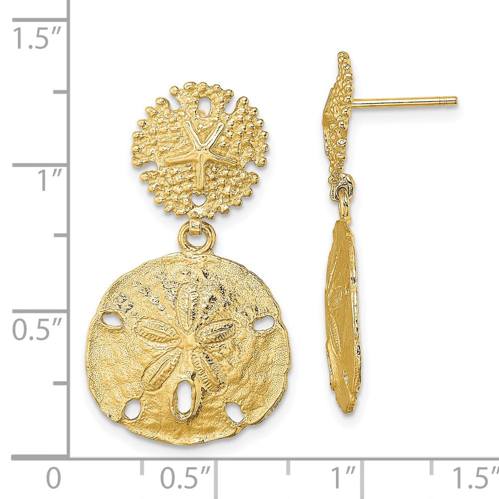 14K Gelbgold Doppelt Sand Dollar Ohrhänger