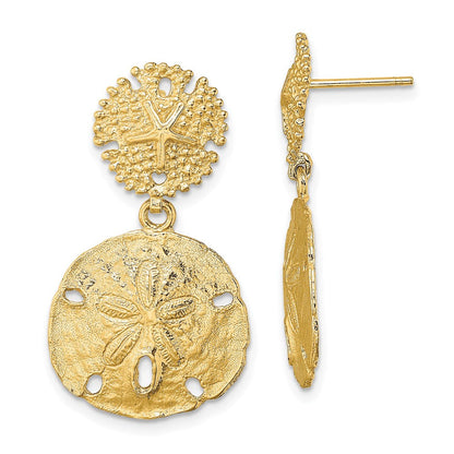 14K Gelbgold Doppelt Sand Dollar Ohrhänger