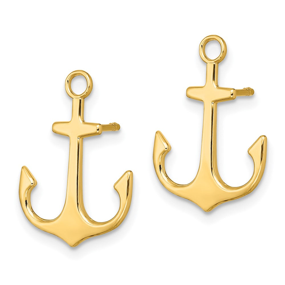 14K Gelbgold Poliert 2-d Anker Ohrstecker