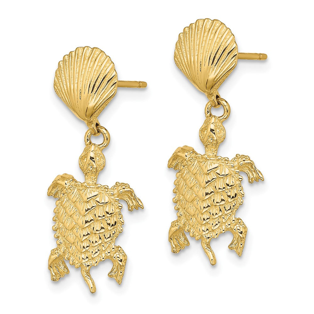 14K Gelbgold Muschel und Meer Schildkröte Ohrhänger