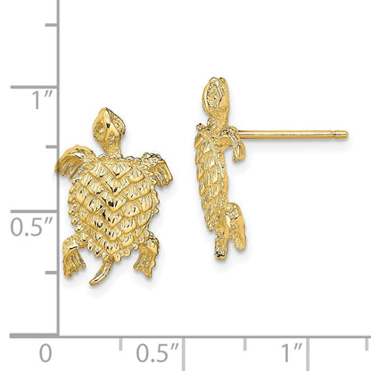 14K Gelbgold Land Schildkröte Strukturiert Ohrstecker