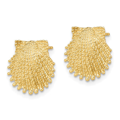 14K Gelbgold Gekugelt Muschel Ohrstecker