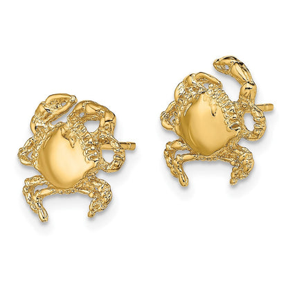 14K Gelbgold 2-d / Poliert Krabbe Ohrstecker