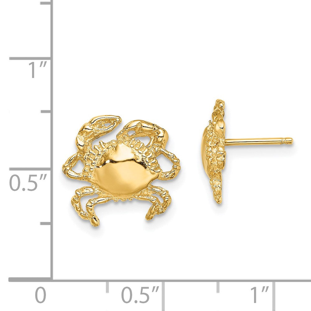 14K Gelbgold 2-d / Poliert Krabbe Ohrstecker