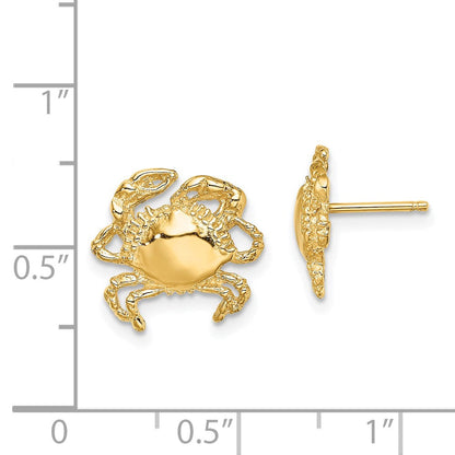 14K Gelbgold 2-d / Poliert Krabbe Ohrstecker