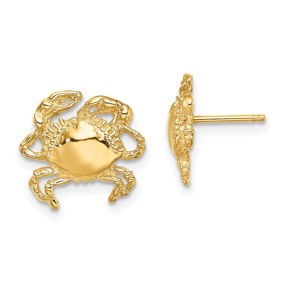 14K Gelbgold 2-d / Poliert Krabbe Ohrstecker