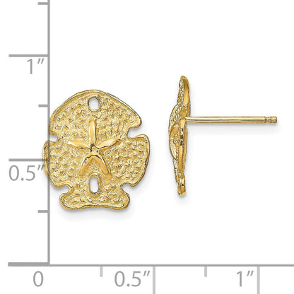 14K Gelbgold Strukturiert Sand Dollar Ohrringe