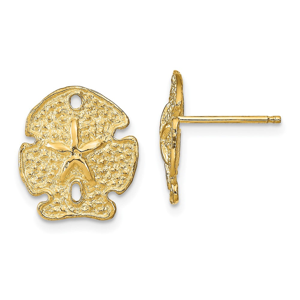 14K Gelbgold Strukturiert Sand Dollar Ohrringe