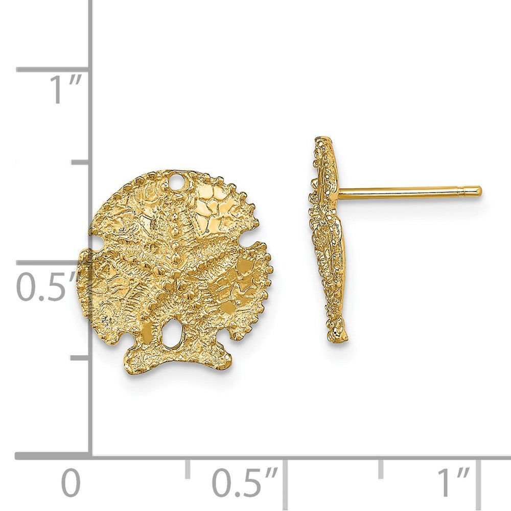 14K Gelbgold Strukturiert Sand Dollar Ohrringe