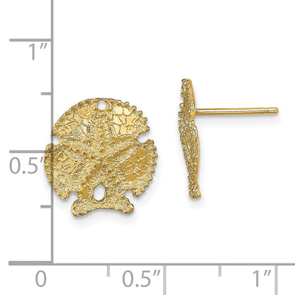 14K Gelbgold Strukturiert Sand Dollar Ohrringe