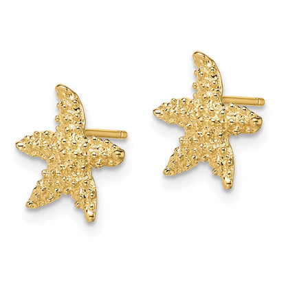 14K Gelbgold Strukturiert Seestern Ohrstecker