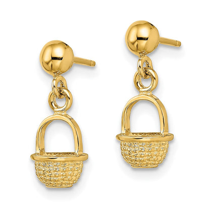 14K Gelbgold 3-d Mini Korb Ohrhänger