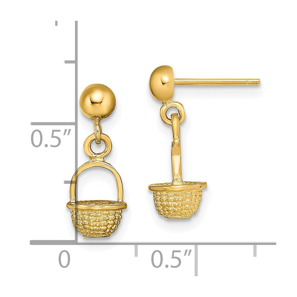 14K Gelbgold 3-d Mini Korb Ohrhänger
