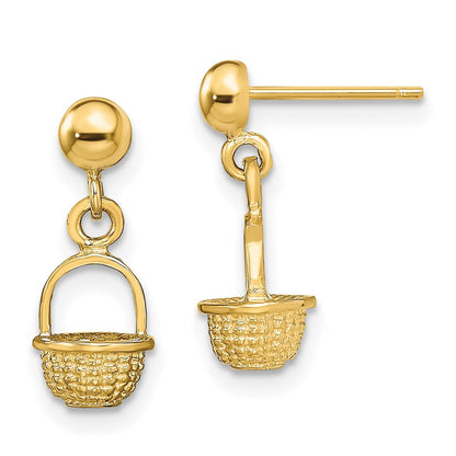 14K Gelbgold 3-d Mini Korb Ohrhänger