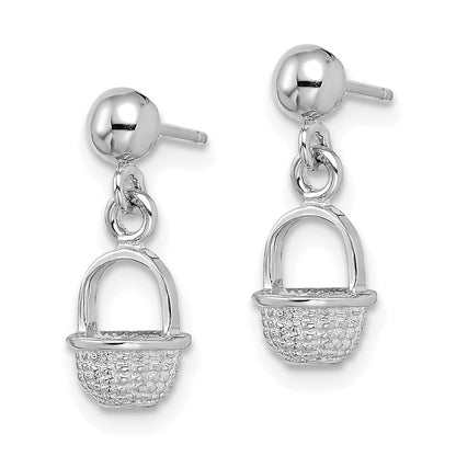 14K Weißgold 3-d Mini Korb Ohrhänger