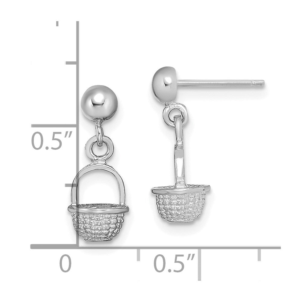 14K Weißgold 3-d Mini Korb Ohrhänger