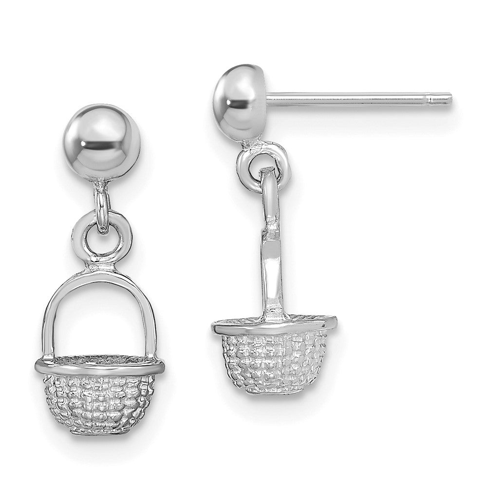 14K Weißgold 3-d Mini Korb Ohrhänger
