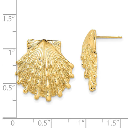14K Gelbgold Löwe Paw Muschel Ohrstecker