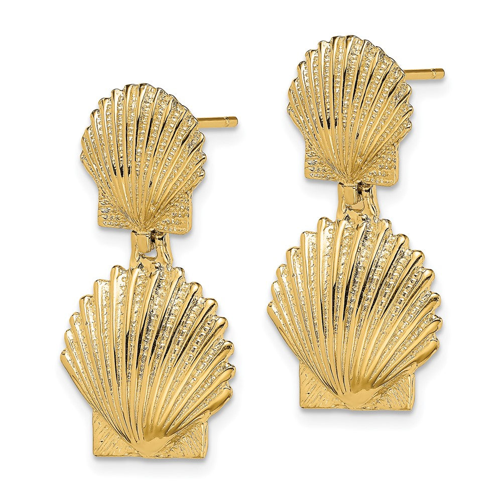 14K Gelbgold Doppelt Muschel Ohrstecker