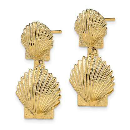 14K Gelbgold Doppelt Muschel Ohrstecker