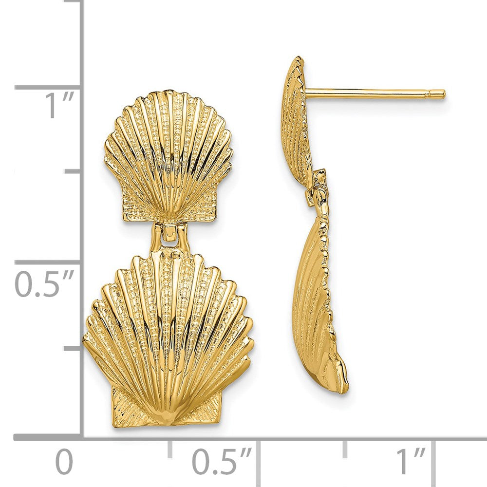 14K Gelbgold Doppelt Muschel Ohrstecker