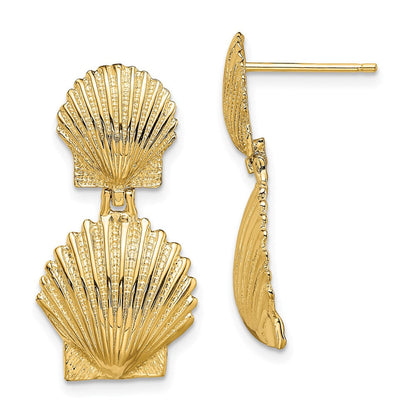 14K Gelbgold Doppelt Muschel Ohrstecker