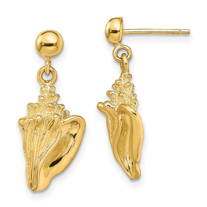14K Gelbgold Conch Muschel Ohrhänger
