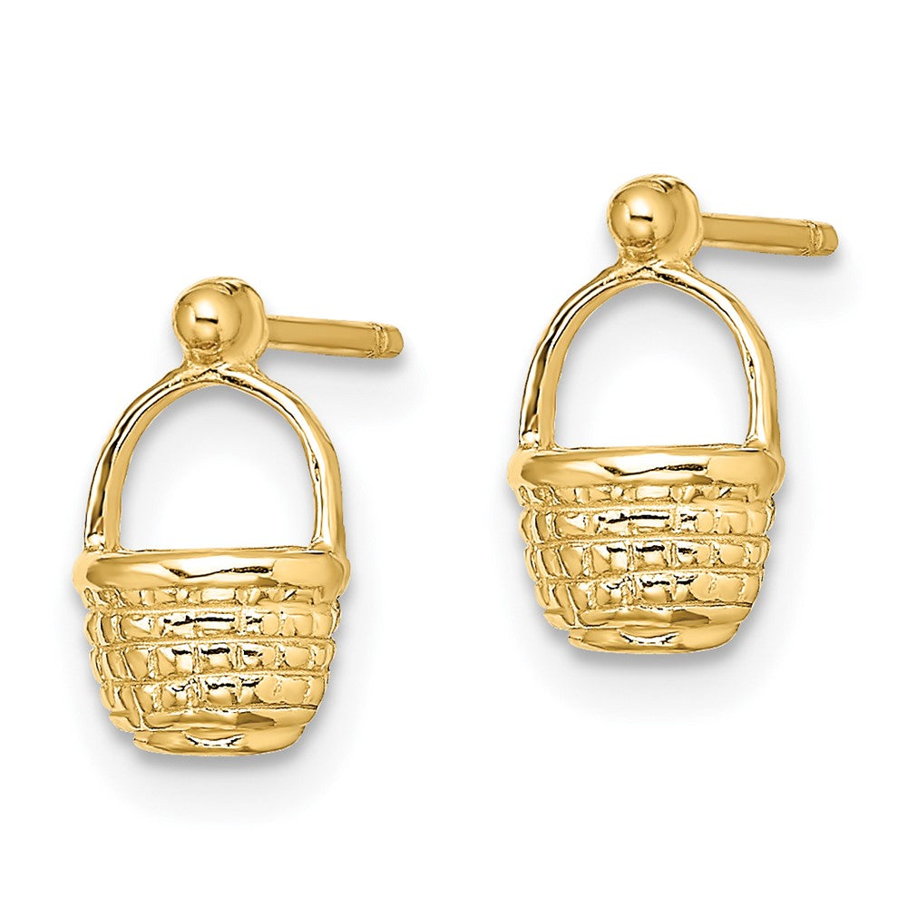 14K Gelbgold Mini Korb Flach Rückseite Ohrstecker