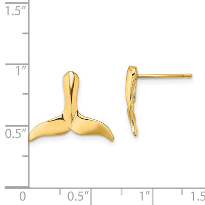 14K Gelbgold 2-d Wal Schwanz Ohrstecker