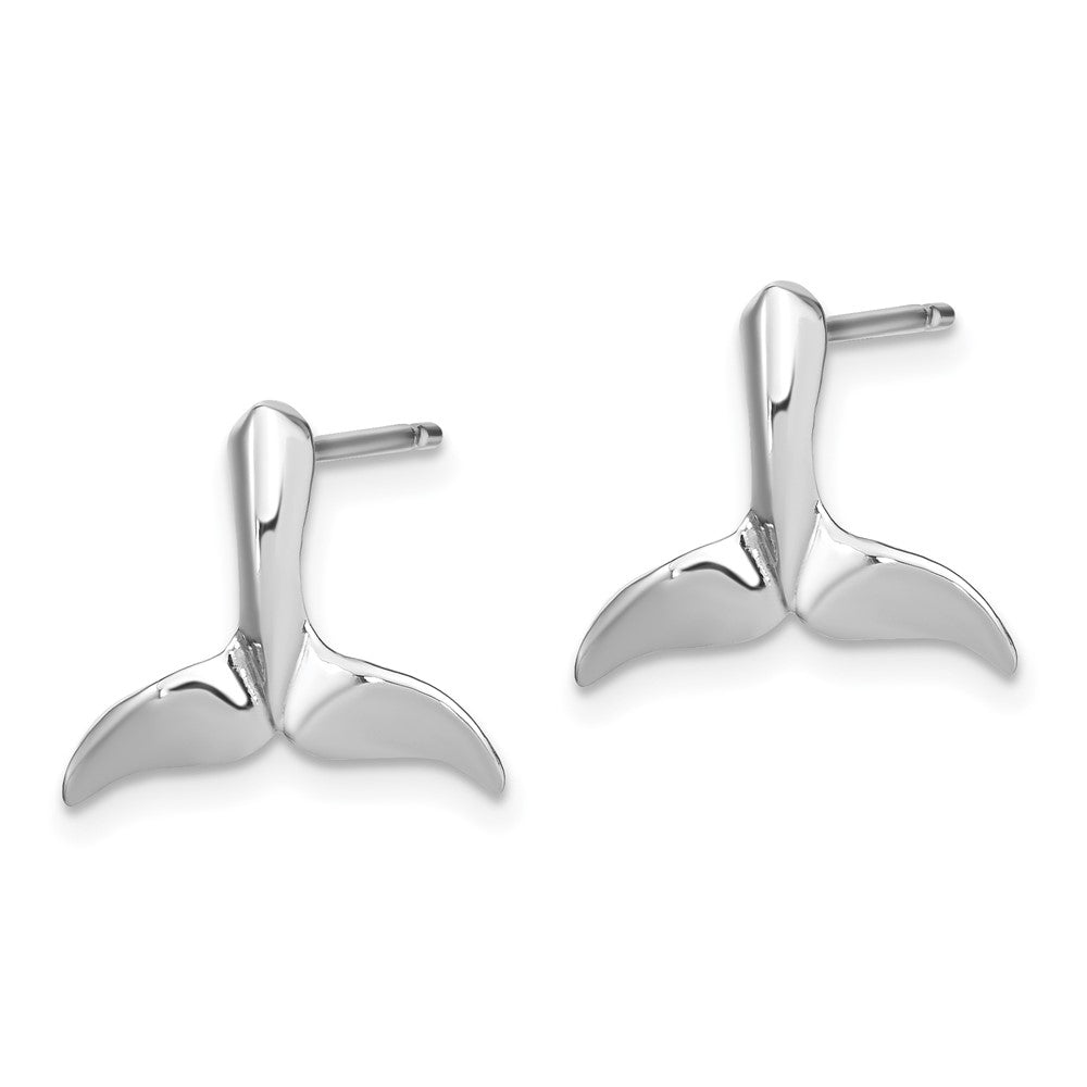 14K Weißgold Wal Schwanz Ohrstecker