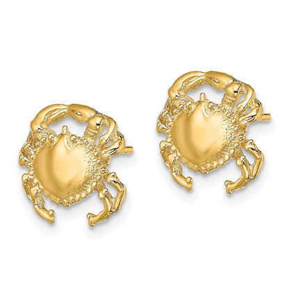 14K Gelbgold Poliert / 2-d Krabbe Ohrstecker