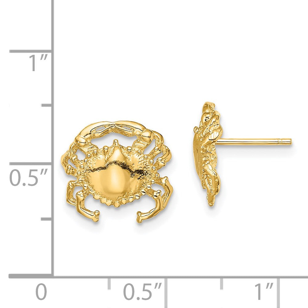 14K Gelbgold Poliert / 2-d Krabbe Ohrstecker