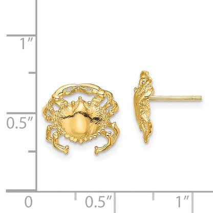 14K Gelbgold Poliert / 2-d Krabbe Ohrstecker
