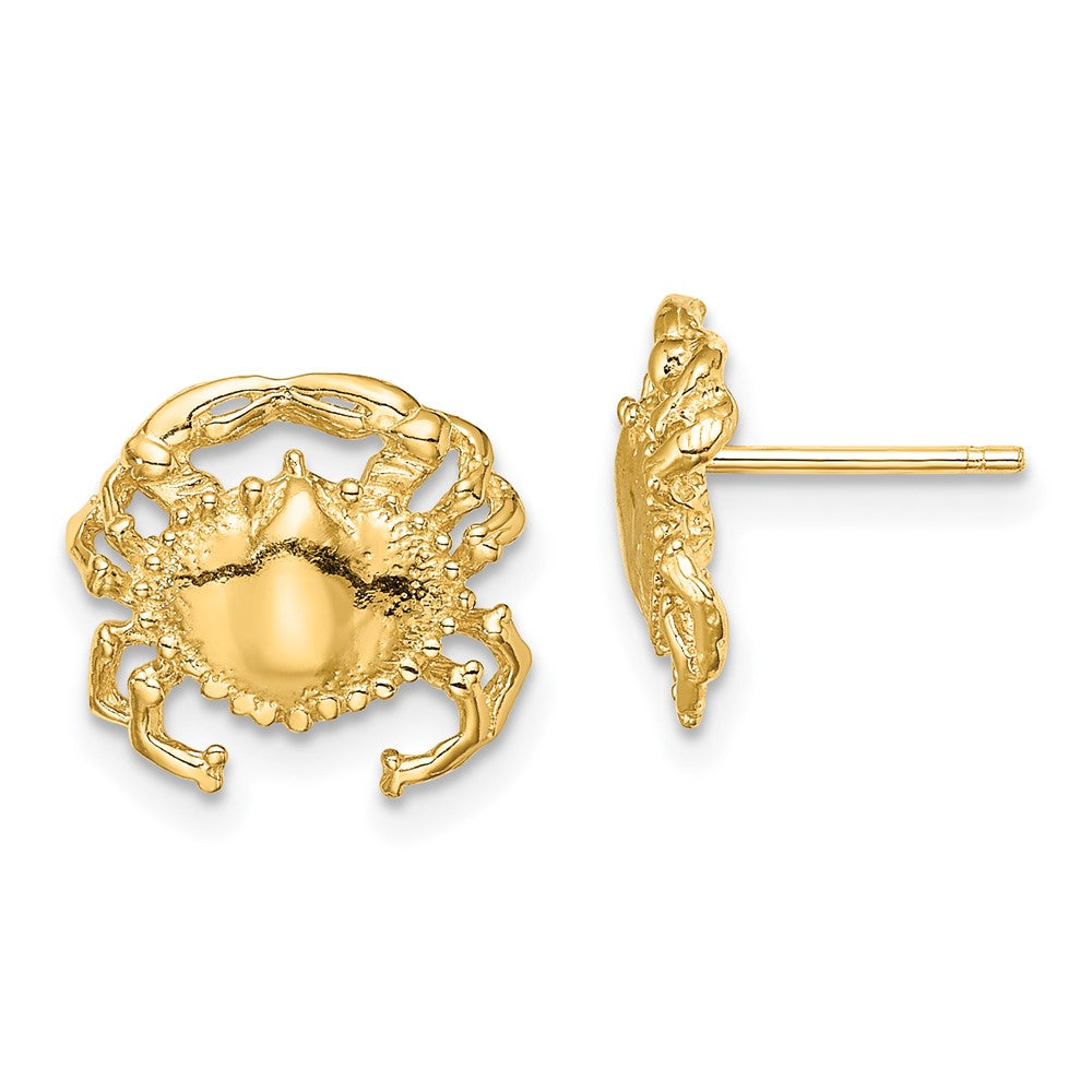 14K Gelbgold Poliert / 2-d Krabbe Ohrstecker