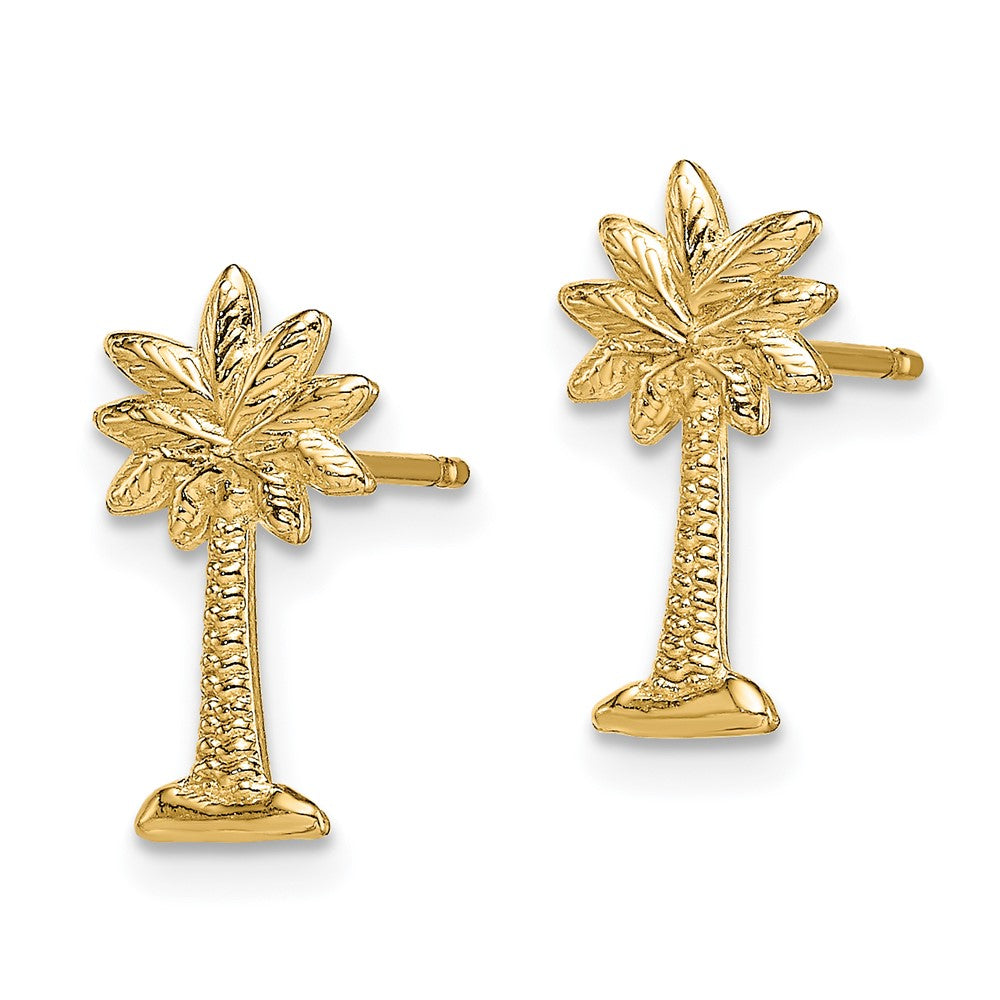 14K Gelbgold Mini Palmetto Palme Baum Ohrstecker