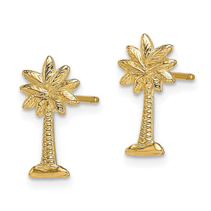 14K Gelbgold Mini Palmetto Palme Baum Ohrstecker